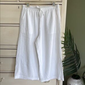 Splendid Cropped White Wide-Leg Pants S